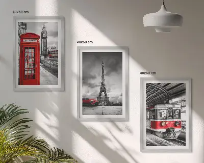 Cadre photo mural à motif d'icônes de transport de Londres et Paris