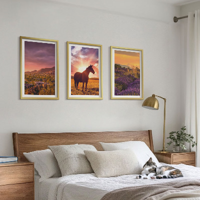 Cadre photo mural Paysage de montagne avec un cheval