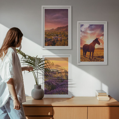 Cadre photo mural Paysage de montagne avec un cheval