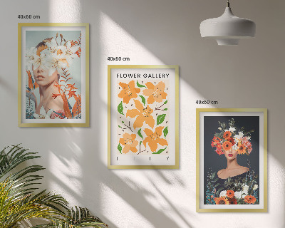 Lot de 3 tableaux pour salon Portraits floraux avec bouquets