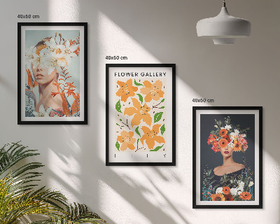 Lot de 3 tableaux pour salon Portraits floraux avec bouquets