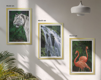 Lot de 3 tableaux pour salon Cascade du tigre flamants roses nature