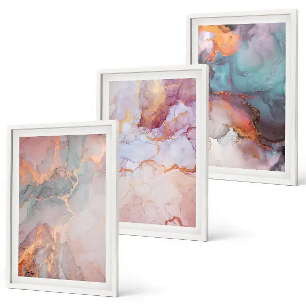 Cadre photo mural avec motifs abstraits pastel