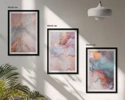 Cadre photo mural avec motifs abstraits pastel