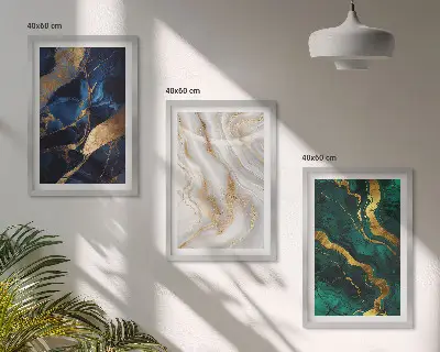 Lot de 3 tableaux pour salon avec motifs abstraits bleu et vert