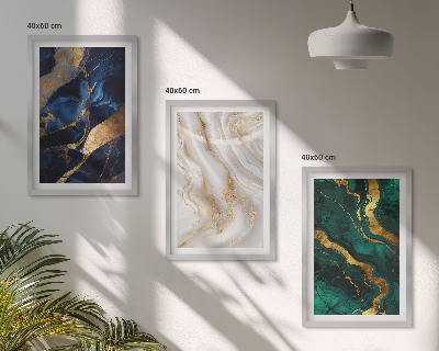 Lot de 3 tableaux pour salon Motifs abstraits bleu-vert