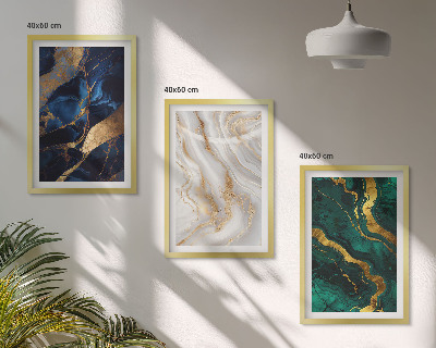 Lot de 3 tableaux pour salon Motifs abstraits bleu-vert