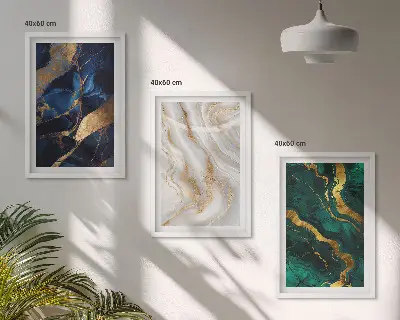 Lot de 3 tableaux pour salon avec motifs abstraits bleu et vert