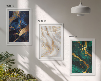 Lot de 3 tableaux pour salon Motifs abstraits bleu-vert