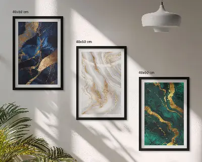 Lot de 3 tableaux pour salon avec motifs abstraits bleu et vert