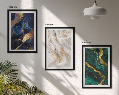 Lot de 3 tableaux pour salon Motifs abstraits bleu-vert