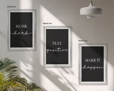 Lot de 3 tableaux pour salon Motifs élégants sur fond noir