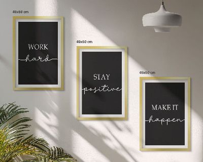 Lot de 3 tableaux pour salon Motifs élégants sur fond noir