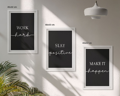 Lot de 3 tableaux pour salon Motifs élégants sur fond noir