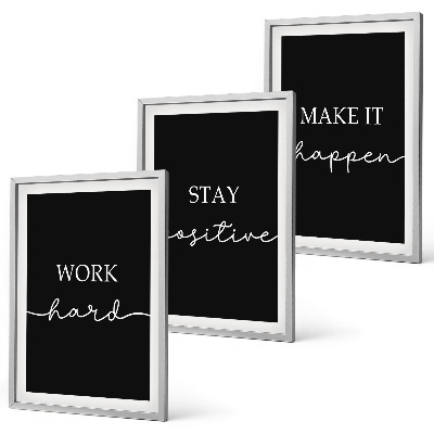 Lot de 3 tableaux pour salon Motifs élégants sur fond noir