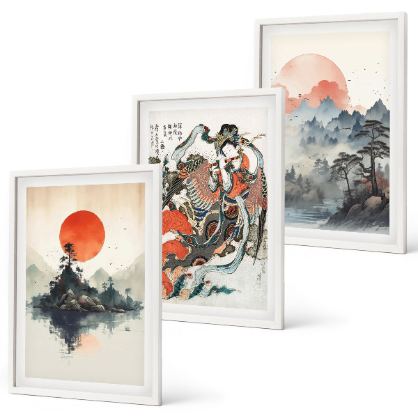 Cadre photo mural Peintures japonaises asiatiques