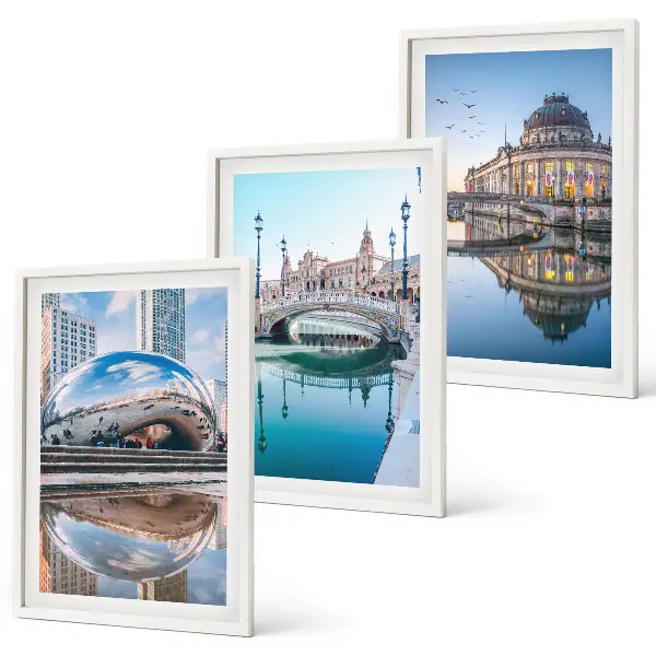 Tableaux Architecture des villes sur l'eau lot de 3 décorations pour salon