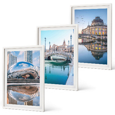 Lot de 3 tableaux pour salon Architecture des villes sur l'eau