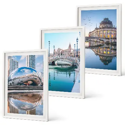 Tableaux Architecture des villes sur l'eau lot de 3 décorations pour salon