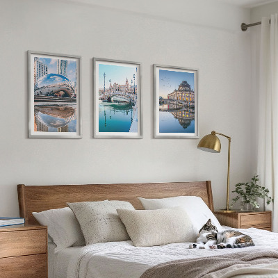 Lot de 3 tableaux pour salon Architecture des villes sur l'eau
