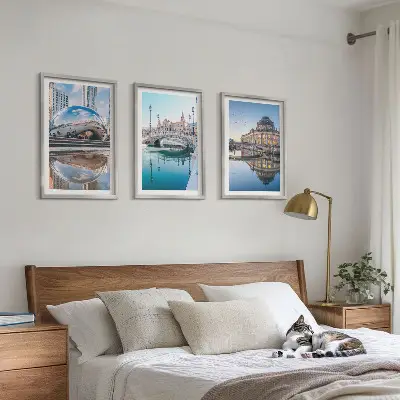 Tableaux Architecture des villes sur l'eau lot de 3 décorations pour salon