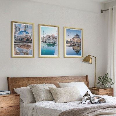 Lot de 3 tableaux pour salon Architecture des villes sur l'eau