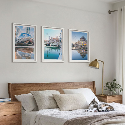 Lot de 3 tableaux pour salon Architecture des villes sur l'eau