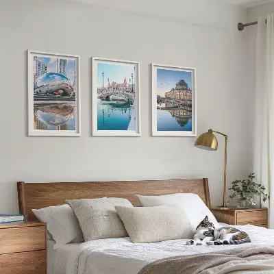 Tableaux Architecture des villes sur l'eau lot de 3 décorations pour salon