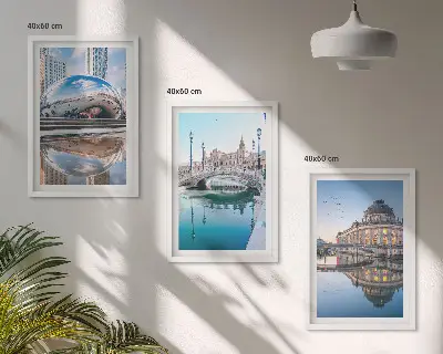 Tableaux Architecture des villes sur l'eau lot de 3 décorations pour salon