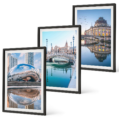 Lot de 3 tableaux pour salon Architecture des villes sur l'eau