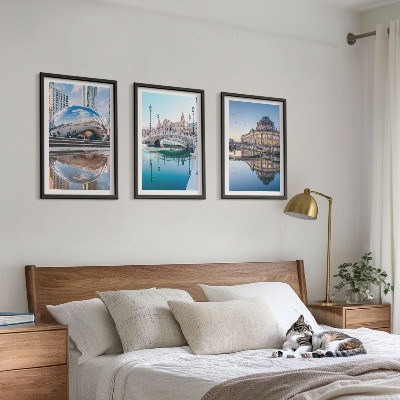Lot de 3 tableaux pour salon Architecture des villes sur l'eau
