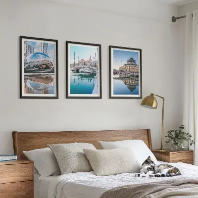 Tableaux Architecture des villes sur l'eau lot de 3 décorations pour salon