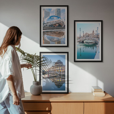 Lot de 3 tableaux pour salon Architecture des villes sur l'eau