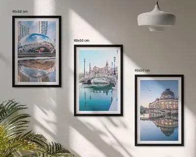 Tableaux Architecture des villes sur l'eau lot de 3 décorations pour salon