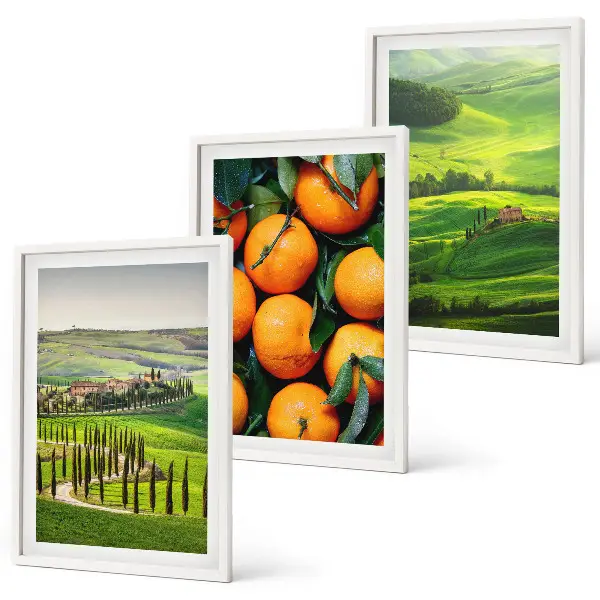 Cadre photo mural paysage de campagne italienne aux tons orangés