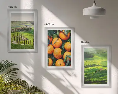 Cadre photo mural paysage de campagne italienne aux tons orangés