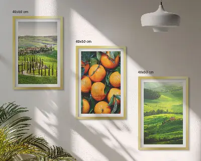 Cadre photo mural paysage de campagne italienne aux tons orangés