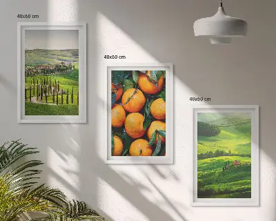 Cadre photo mural paysage de campagne italienne aux tons orangés