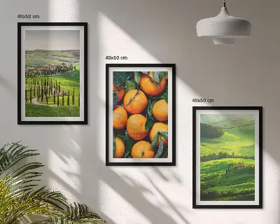 Cadre photo mural paysage de campagne italienne aux tons orangés