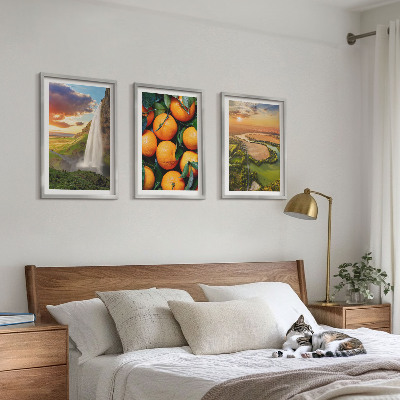 Lot de 3 tableaux pour salon Chutes d'eau de la montagne Orange