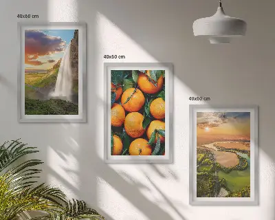 Lot de 3 tableaux pour salon représentant des chutes d'eau de la montagne orange