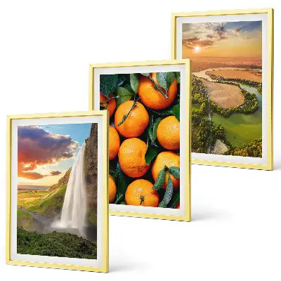 Lot de 3 tableaux pour salon représentant des chutes d'eau de la montagne orange