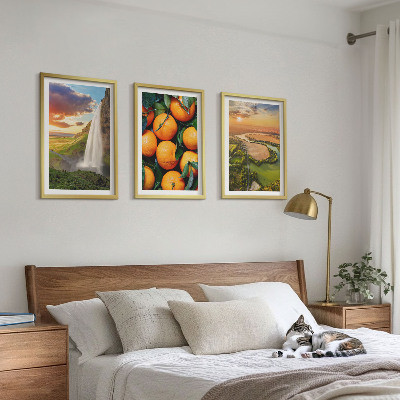 Lot de 3 tableaux pour salon Chutes d'eau de la montagne Orange