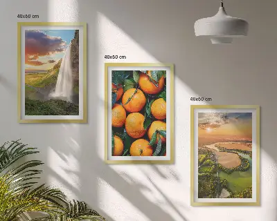 Lot de 3 tableaux pour salon représentant des chutes d'eau de la montagne orange
