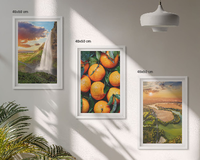 Lot de 3 tableaux pour salon Chutes d'eau de la montagne Orange