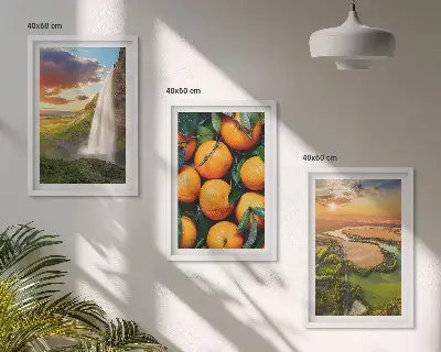Lot de 3 tableaux pour salon représentant des chutes d'eau de la montagne orange