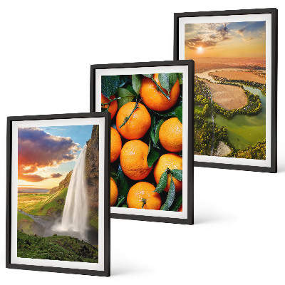 Lot de 3 tableaux pour salon Chutes d'eau de la montagne Orange
