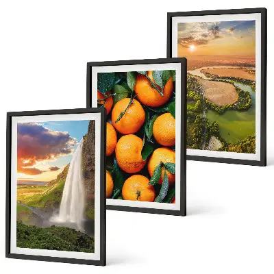 Lot de 3 tableaux pour salon représentant des chutes d'eau de la montagne orange