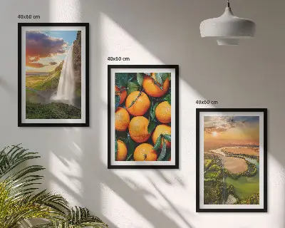Lot de 3 tableaux pour salon représentant des chutes d'eau de la montagne orange