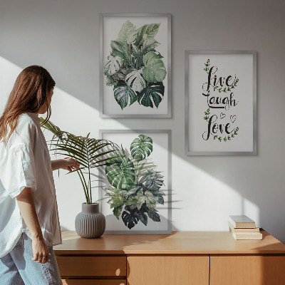 Cadre photo mural Les plantes à feuilles vivent, rient, aiment